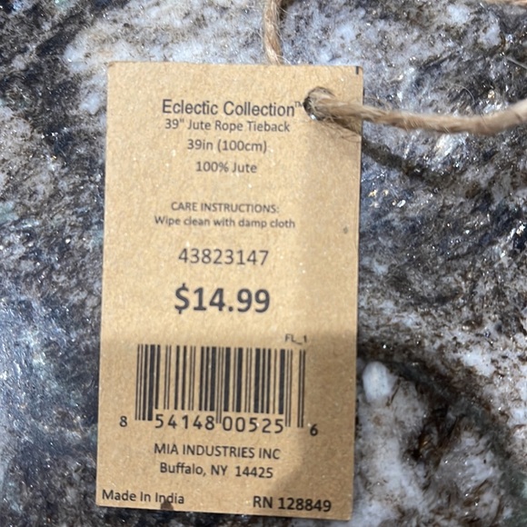 5 curtain tie backs. Jute rope 39” long. With tags. - Picture 3 of 4